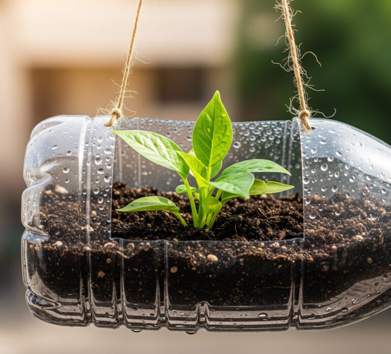 Závěsný květináč z PET lahve