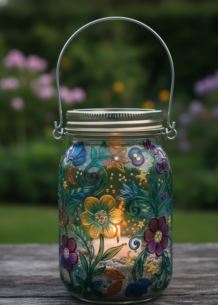 DIY: Barevné skleněné lucerničky z zavařovacích sklenic